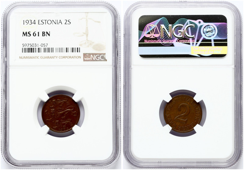 Estonia 2 Senti 1934 NGC MS 61 BN
Estimate: EUR 30 - 40