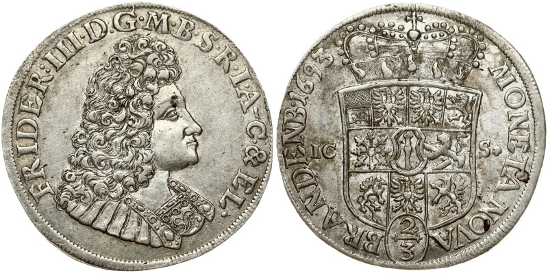 Germany Brandenburg-Prussia 2/3 Taler 1693 ICS
Estimate: EUR 220 - 260