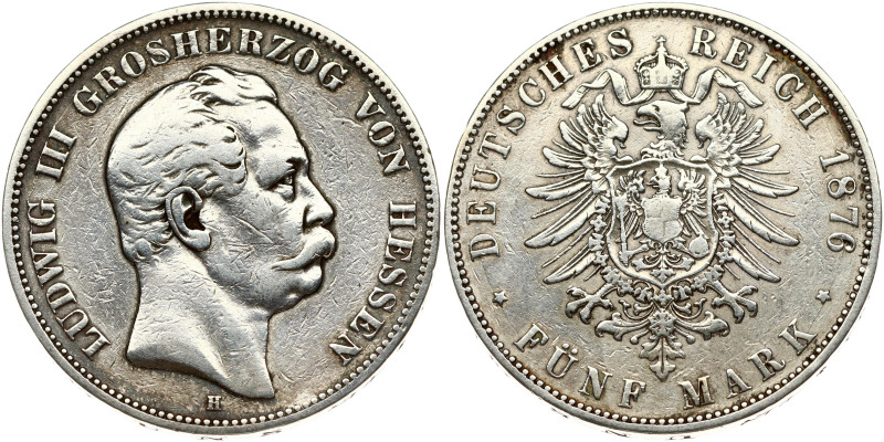 Hesse-Darmstadt 5 Mark 1876 H
Estimate: EUR 50 - 100