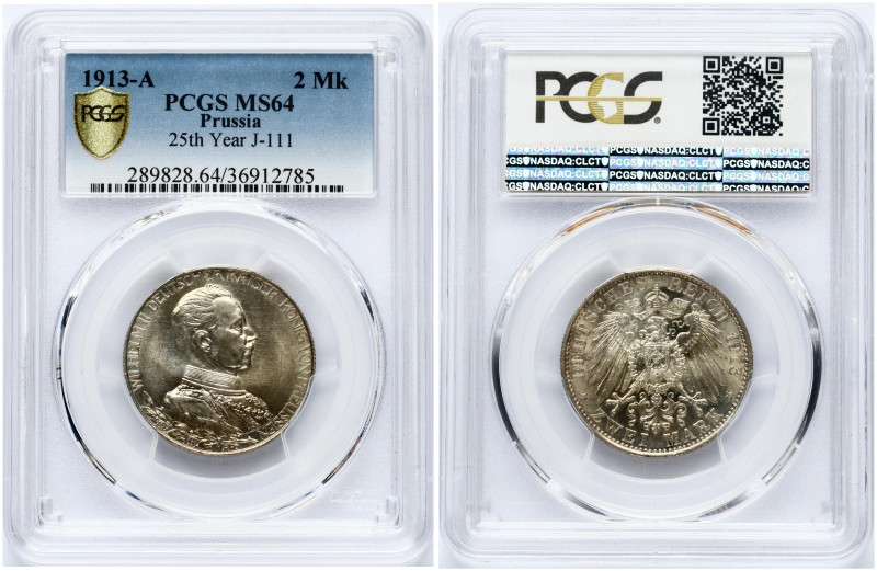 Prussia 2 Mark 1913 A 25 Years of Reign PCGS MS 64
Estimate: EUR 50 - 75