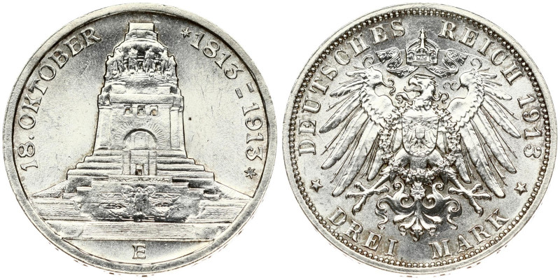 Saxony 3 Mark 1913 E Battle of Leipzig
Estimate: EUR 45 - 75