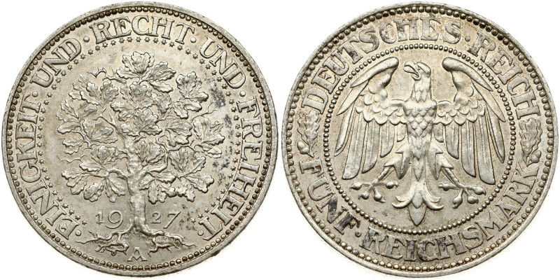 Weimar Republic 5 Reichsmark 1927 A Oak Tree
Estimate: EUR 110 - 140