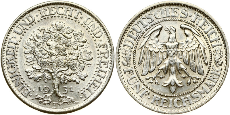 Weimar Republic 5 Reichsmark 1931 F
Estimate: EUR 130 - 160