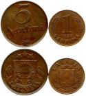 Latvia 5 Santimi 1922 & 1 Santims 1938 RARE TYPE Lot of 2 Coins