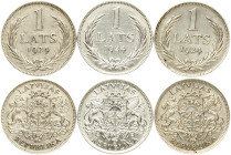 Latvia 1 Lats 1924 Lot of 3 Coins
