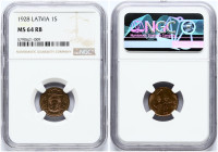 Latvia 1 Santims 1928 NGC MS 64 RB ONLY 3 COINS IN HIGHER GRADE