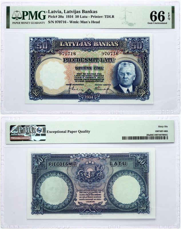 Latvia 50 Latu 1934 PMG 66 EPQ Gem Uncirculated
Estimate: EUR 170 - 200