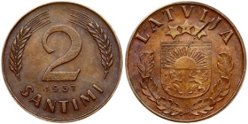 Latvia 2 Santimi 1937 RARE