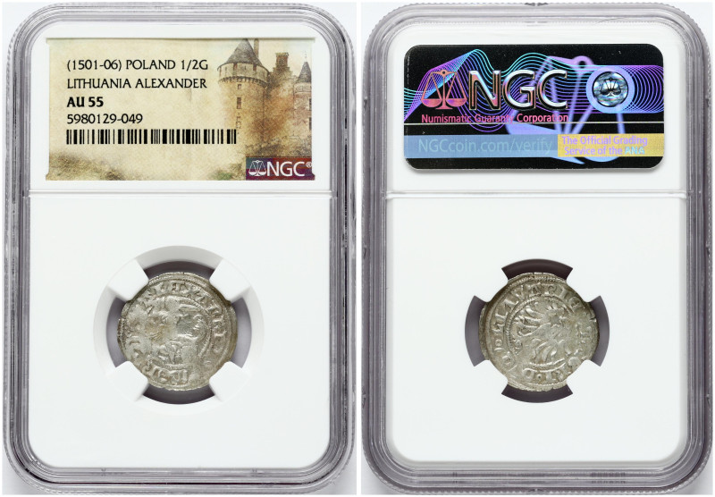 Lithuania Polgrosz (1501-1506) Vilnius Gothic NGC AU 55
Estimate: EUR 50 - 75