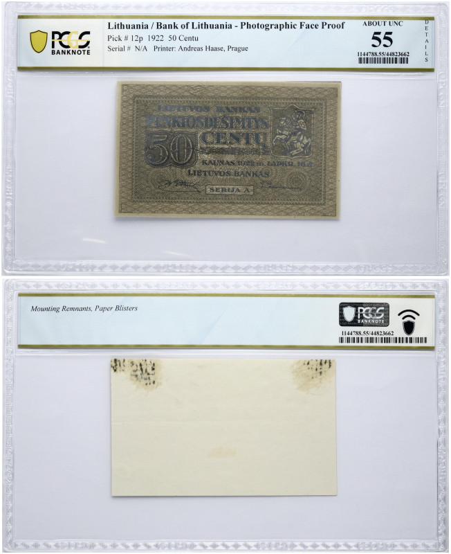 Lithuania 50 Centu 1922 Banknote PCGS 55 ABOUT UNC
Estimate: EUR 650 - 800