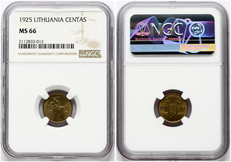 Lithuania 1 Centas 1925 NGC MS 66