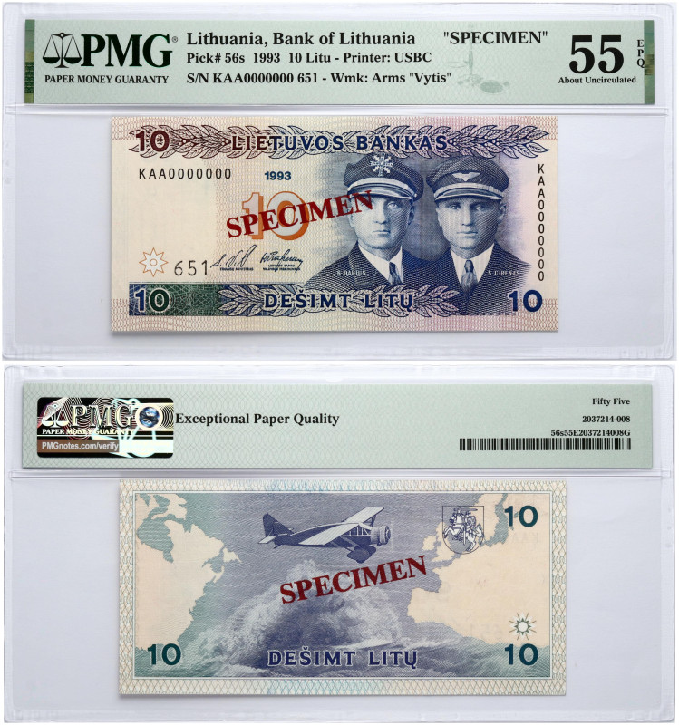 Lithuania 10 Litų 1993 Banknote SPECIMEN PMG 55 About Uncirculated EPQ
Estimate...