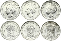 Netherlands 1 Gulden 1923, 1928, 1929  Lot of 3 Coins