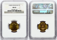 Romania 5 Lei 1930KN NGC MS 65 ONLY 4 COINS IN HIGHER GRADE