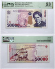 Romania 50 000 Lei 2000 George Enescu Banknote PMG 53 About Uncirculated