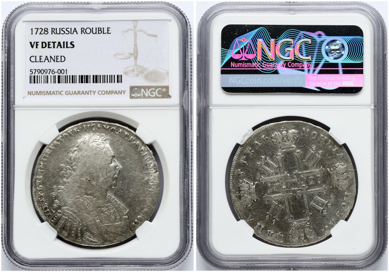 Russia Rouble 1728 NGC VF DETAILS