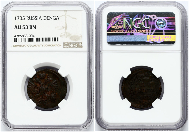 Russia 1 Denga 1735 NGC AU 53 BN
Estimate: EUR 100 - 130