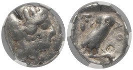 Imitationen griechischer Münzen.


Nachahmung einer Prägung Athens (Attika).

Tetradrachme (Silber), ungesicherte levantinische Münzstätte (?), c...