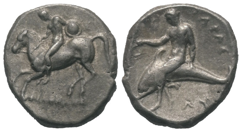 Kalabrien. Tarent.

 Didrachme oder Nomos (Silber). Ca. 302 - 280 v. Chr.
Vs:...