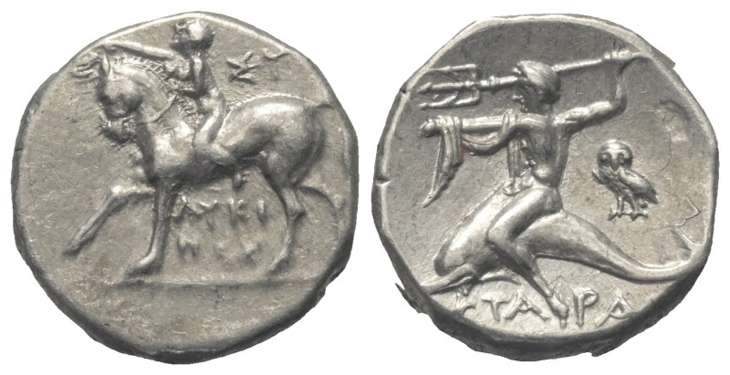 Kalabrien. Tarent.

 Didrachme oder Nomos (Silber). Ca. 272 - 240 v. Chr.
Vs:...