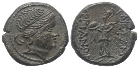 Thrakien. Mesembria.

 Bronze. 3. Jhdt. v. Chr.
Vs: Kopf des Apollon mit Diadem rechts.
Rs: Athena Promachos mit Schild und Lanze nach links schre...