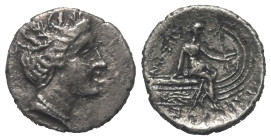 Euböa. Histiaia.

 Tetrobol (Silber). Ca. 3. - 2. Jhdt. v. Chr.
Vs: Kopf der Nymphe Histiaia mit Kranz aus Weinlaub und Reben rechts.
Rs: Die Nymp...