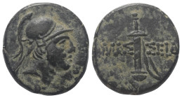 Pontos. Amaseia.

 Bronze. Ca. 111 - 90 v. Chr.
Vs: Kopf des Ares mit Helm rechts.
Rs: Schwert in Scheide.

22 mm. 7,79 g. 

HGC 7, 223; SNG B...