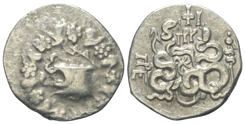 Mysien. Pergamon.

 Cistophor (Silber). Ca. 166 - 67 v. Chr.
Vs: Cista mystic...