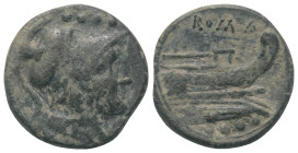 Anonyme Prägungen.

 Triens (Bronze). Nach 211 v. Chr. Rom.
Vs: Kopf der Minerva rechts, darüber vier Punkte.
Rs: ROMA. Schiffsprora rechts, darun...