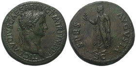 Claudius (41 - 54 n. Chr.).

 Sesterz. 42 - 43 n. Chr. Rom.
Vs: TI CLAVDIVS CAESAR AVG P M TR P IMP P P. Kopf mit Lorbeerkranz rechts.
Rs: SPES AV...