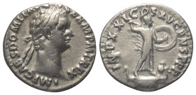 Domitianus (81 - 96 n. Chr.).

 Denar (Silber). 90 - 91 n. Chr. Rom.
Vs: IMP CAES DOMIT AVG GERM P M TR P X. Kopf mit Lorbeerkranz rechts.
Rs: IMP...