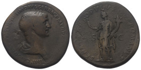Traianus (98 - 117 n. Chr.).

 Sesterz (Bronze). 114 - 116 n. Chr. Rom.
Vs: IMP CAES NER TRAIANO OPTIMO AVG GER DAC P M [TR P COS VI P P]. Büste mi...