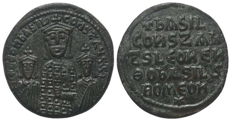 Basilius I. (867 - 886 n. Chr.) mit Leo VI. und Constantinus.

 Follis (40 Num...