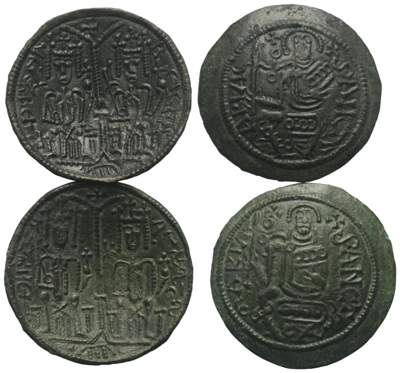 Ungarn. Bela III. (1172 - 1196).

 Kupfermünze.
Lot (2 Stück):
Vs: REX BELA ...