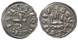 Achaia - Fürstentum. Florent von Hainaut (1289 - 1297).

 Denar (Silber).
Vs: + FLORENS P ACh. Kreuz.
Rs: + DE CLARENCIA. Stilisiertes Kastell.
...