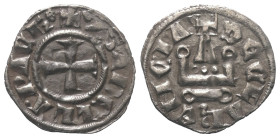 Achaia - Fürstentum. Isabella (1297 - 1301).

 Denar (Silber).
Vs: + YSABELLA P ACh. Kreuz.
Rs: + DE CLARENCIA. Stilisiertes Kastell.

18 mm. 0,...