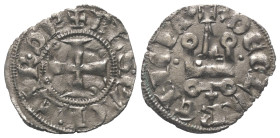 Achaia - Fürstentum. Philipp von Tarent, Despot der Romania (1306 - 1313).

 Denar (Silber).
Vs: + PhS P ACh TAR D R. Kreuz.
Rs: + DE CLARENCIA. S...