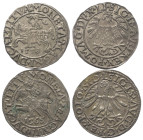 Polen. Litauen. Sigismund II. August (1545 - 1572).

 Groschen (Silber). 1558 und 1565.
Lot (2 Stück):
Vs: Reiter mit erhobenem Schwert, darunter ...