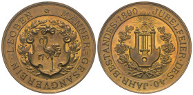 Habsburg und Österreich. Franz Joseph I. (1848 - 1916).

 Medaille (Bronze). 1890.
Auf das 40-jährige Jubiläum des Männer-Gesangvereins Leoben, Ste...