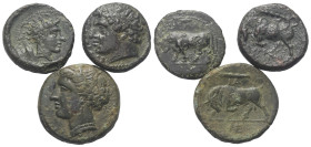 Griechische Münzen - Lots.


Gela / Syrakus (Sizilien).

Lot (3 Stück): Bronze; ca. 5. - 3. Jhdt. v. Chr.

Sehr schön.

Verkauft wie besehen,...