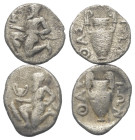Griechische Münzen - Lots.


Thasos (Inseln vor Thrakien).

Lot (2 Stück, Silber): Obol; ca. 5. - 4. Jhdt. v. Chr.

Sehr schön.

Verkauft wie...