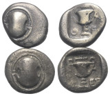 Griechische Münzen - Lots.


Boiotischer Bund (Boiotien).

Lot (2 Stück, Silber): Hemidrachme; ca. 4. Jhdt. v. Chr.

Sehr schön.

Verkauft wi...