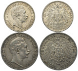 Deutschland - Lots.


Deutschland nach 1871. Kaiserreich.
Preußen. Wilhelm II. (1888 - 1918).

Lot (2 Stück, Silber): 3 Mark 1909 und 2 Mark 190...