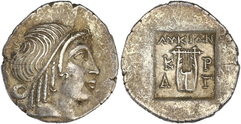 GRÈCE ANTIQUE
Lycie, Kragos. Hémidrachme 35-30 av. J.-C. RPC.13304 ; Argent - 1,...
