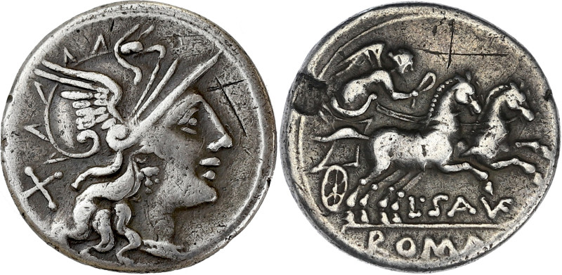 RÉPUBLIQUE ROMAINE
L. Saufeius. Denier 152 av. J.-C., Rome. RRC.204/1 ; Argent -...