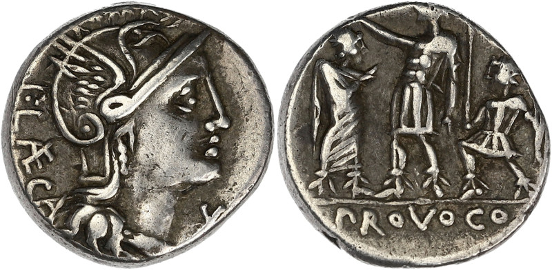 RÉPUBLIQUE ROMAINE
Porcia, Publius Porcius Læca. Denier 110 av. J.-C., Rome. RRC...