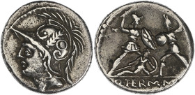 RÉPUBLIQUE ROMAINE
Q. Minucius Thermus. Denier 103 av. J.-C., Rome. RRC.319/1 ; Argent - 3,78 g - 18 mm - 11 h
TTB.