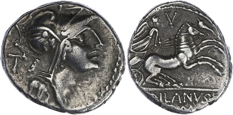 RÉPUBLIQUE ROMAINE
D. Junius Silanus. Denier 91 av. J.-C., Rome. RRC.337/3 ; Arg...