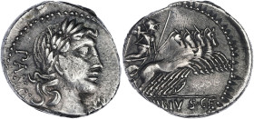 RÉPUBLIQUE ROMAINE
Caius Vibius Pansa. Denier 90 av. J.-C., Rome. RRC.342/5b ; Argent - 3,83 g - 18,5 mm - 10 h
Avec une ancienne étiquette de collect...