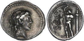 RÉPUBLIQUE ROMAINE
Marcia, Lucius Marcius Censorinus. Denier 82 av. J.-C., Rome. RRC.363/1c ; Argent - 3,08 g - 16,5 mm - 2 h
Avec une ancienne étique...